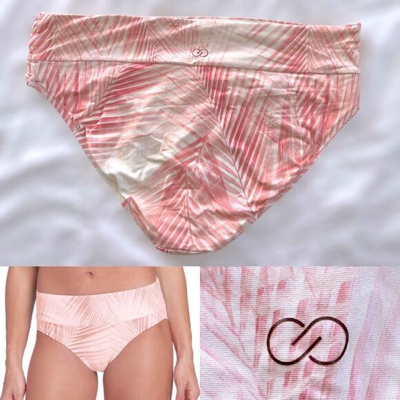 CALIA Wide Band Swim Bottoms in floral Plam Leaf Coral Beach  Size XL - Picture 1 of 12